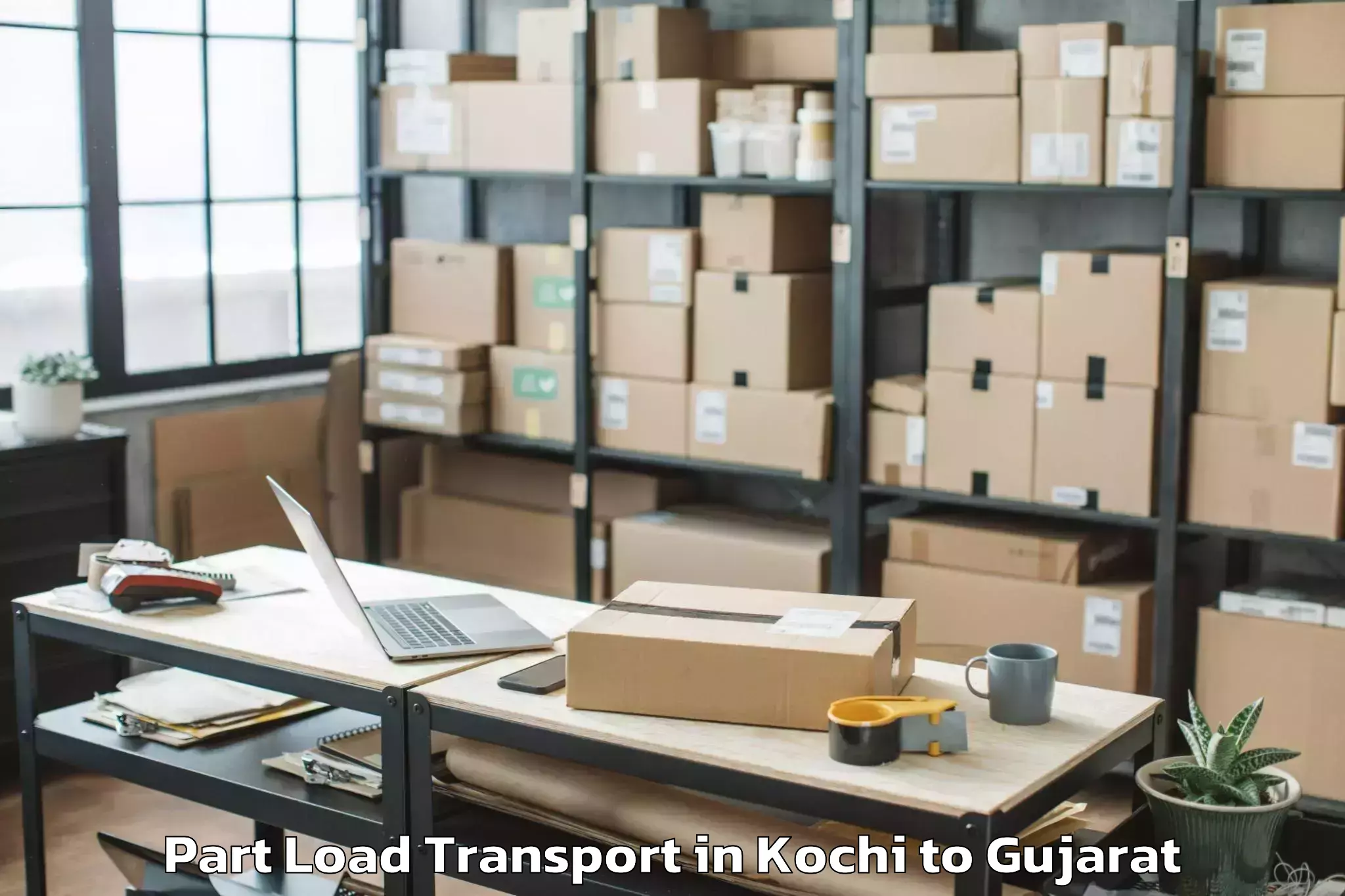 Book Kochi to Abhilashi University Rajkot Part Load Transport Online